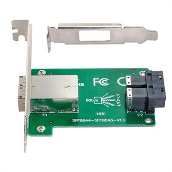 SF-021 Dual Ports Mini SAS HD SFF-8644 To Internal SAS HD SFF-8643 PCBA Female Adapter with Standard/Low Profile Bracket