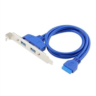 50cm 2 Ports USB 3.0 Female Back Panel to Motherboard 20-pin Header Connector Cable with PCI Slot Plate Bracket