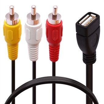 JUNSUNMAY 1.5m USB to 3 RCA Female to Male Splitter Cable Audio Video AV Composite Adapter Cord