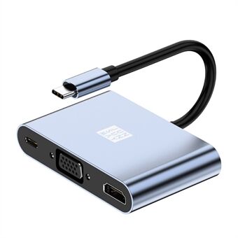 JUNSUNMAY JSM-HUB012 Type-C Hub Adapter 5-in-1 USB-C Docking Station HD+VGA Splitter 4K HD Video 3.5mm Audio Multi-Port Converter