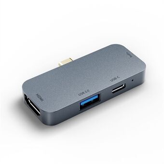 TC041 4-In-1 Type-C Adapter USB C Hub to HD Video Output+USB 3.0+PD 60W USB-C Port+3.5mm Audio Port