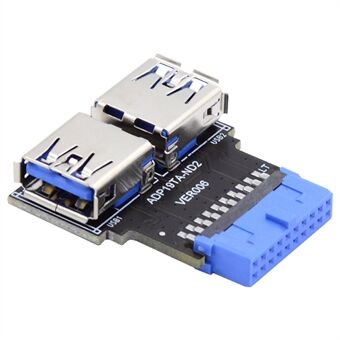 U3-079-RI Dual USB 3.0 Type A Female to Motherboard 20Pin Box Header Slot Adapter 5Gbps