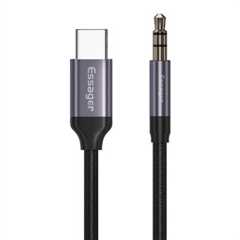 ESSAGER E02 USB C to 3.5mm Jack AUX Cable DAC Type-C Audio Cord for Car Speaker Headphone Auxiliary Adapter Wire