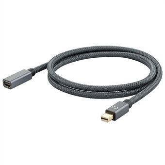 1m Mini DP Male to Female Cable Cord Braided DisplayPort Extension Cable Support 1080P@60Hz 4K@60Hz 2K@144Hz - Grey