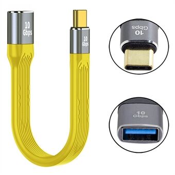 13cm USB 3.1 Type-C Male Host to USB 3.0 Type A Female OTG Flat Slim FPC 10Gbps Data Cable for Laptop Phone - Yellow