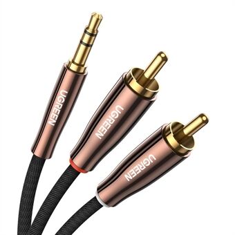 UGREEN 80846 1.5-Meter 3.5mm Male to 2RCA Male Stereo Audio Cable 24K Gold-Plated Connectors for Smartphones/Speakers/Hi-Fi Amplifier/HDTV/MP3 Players