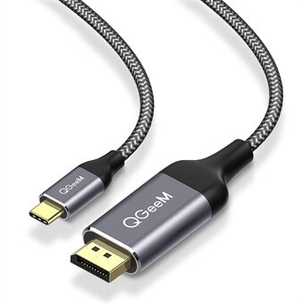 QGEEM QG-UA13 3m Type-C Male to DP Male Nylon Braided Cable 4K/60Hz HD DisplayPort TV Monitor Connection Cord