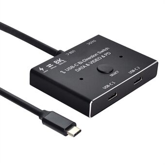 UC-161 0.5m USB-C Bi-Direction Switch MST 1 to 2 Type-C Hub Adapter Support Video 8K/30Hz, 10Gbps Data, PD 100W