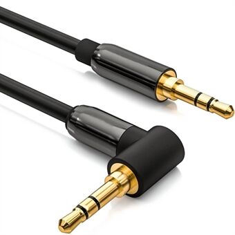 1m L-Shaped Angled 3.5mm Car Stereo Audio Male to Male Cable AUX Gold-Plated Cord for Cell Phones, Speakers