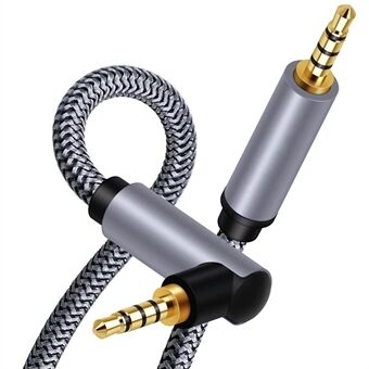 1.5m 3.5mm Male to Male Elbow Audio Aux Cable HiFi Stereo Braided Cord Right Angle TRRS Extension Cable