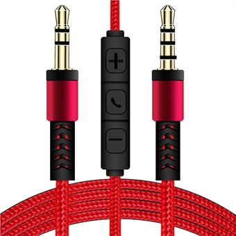 1.2m 3.5mm to 3.5mm Male to Male Stereo Audio Aux Cable Headphone Cord with Press Key Volume Control Mic