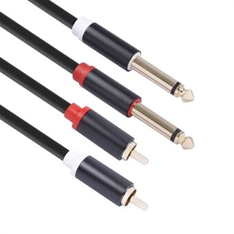 SY0163-15 1.5m Dual RCA Male to Dual 6.35mm Male Audio Cable Connection Cord for Amplifier Speaker