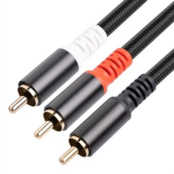 3704 2m RCA Male to Dual RCA Male Audio Cable Mixer Amplifier Sound Card Connection Cord