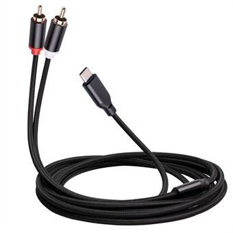 2m Type-C to 2 RCA Male to Male Audio Cable for iPhone Sumsung Xiaomi Speaker Home Theater TV (Built-in DAC Chip)