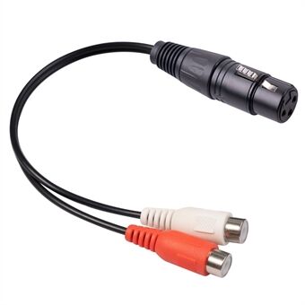 3714 20cm 3Pin XLR Female to Dual RCA Female Audio Cable Mixer Power Amplifier Connection Cord