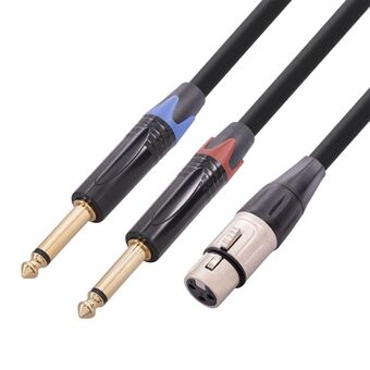 XLR Female 3-Pin to Dual 6.35mm Male Audio Cable 1 / 4 Inch TS AUX Adapter Splitter Cord Converter Wire, 1m