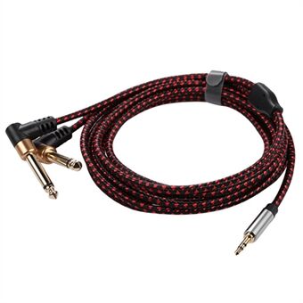 3m JY-03 3.5mm to 2*6.35mm Right Angled Male to Male Gold Plated Plug AUX Splitter Cable Audio Cord