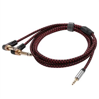 2m JY-02 3.5mm to 2*6.35mm 90 Degree Male to Male AUX Splitter Audio Cord