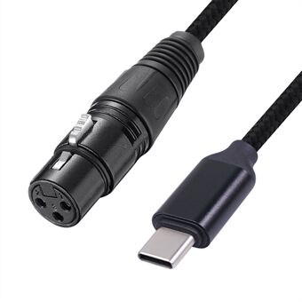 TY20F 3m Type-C Male to XLR Female Mic Audio Cable Microphone Recording Cord