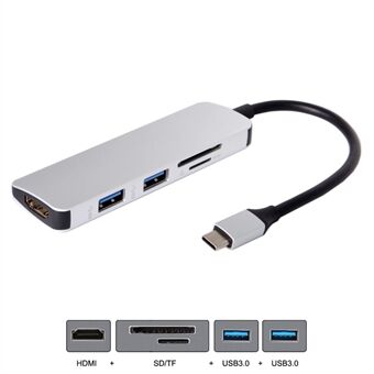 USB 3.1 Type-C to HDMI + Dual Ports USB3.0 + SD/TF Card Reader Hub Adapter for MacBook