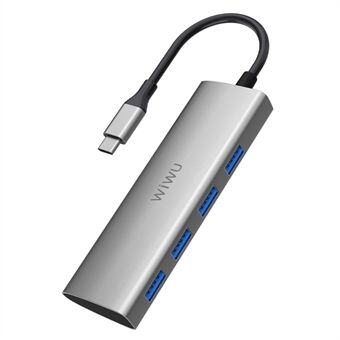 WIWU A440 4-in-1 USB-C Hub 4 Ports USB 3.0 Type-C Splitter Hub - Grey