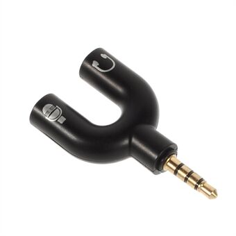 Audio Adapter 3.5mm 4pin Male to Dual 3.5mm 3pin Female Earphone & Microphone - Black