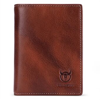 BULLCAPTAIN 017 Large Capacity RFID Blocking Wallet Top-Layer Cowhide Leather Coin Card Storage Bag