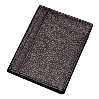 V6-J Slim Minimalist Card Case Cowhide Leather Passcase RFID Blocking Bifold Design Card Holder