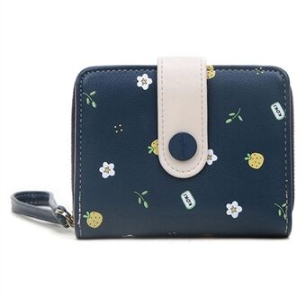 Pattern Printed PU Leather Short Wallet Zipper Pocket Coin Purse Card Bag