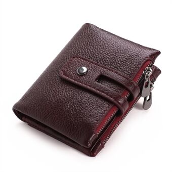 GUBINTU Genuine Leather Bi-fold Short Purse with Buckle Closure for Men