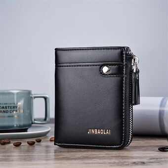 Casual Zipper Men Wallet Purse Leather Card Bag - Black