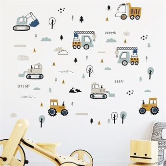 BR459 3Pcs / Set Cartoon Engineering Vehicle PVC Wall Stickers Removable DIY Wall Decal Home Decor for Kids Room (No EN71 Certification)