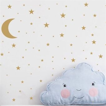 YY445 4Pcs / Set Children\'s Room Kindergarten Star Moon Wall Stickers DIY PVC Wall Art Decoration Stickers (without EN71 Certification) - Gold