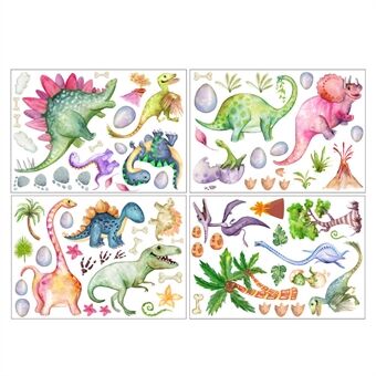 4Pcs / Set Cartoon Dinosaur Wall Decals Decors Plant Stickers DIY Wall Stickers Decorations for Kid\'s Bedroom (No EN71 Certification)