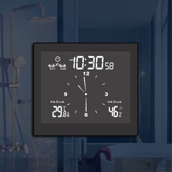 TS-WP10 Multifunctional Home Desktop Wall Clock Countdown Temperature Humidity Alert Waterproof Bathroom Alarm Clock