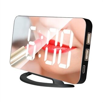 TS-8201 LED Mirror Digital Display Desk Clock Desktop Makeup Mirror Automatic Photosensitive Electronic Alarm Clock