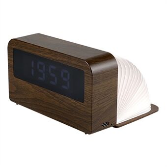 Y1 Wooden Alarm Clock Time Display Colorful Creative Book-shaped Light Desktop USB Rechargeable Smart Alarm Clock