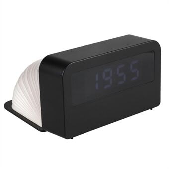 Y1 Creative Book-shaped Light Alarm Clock Time Display USB Rechargeable Smart Alarm Clock - Black