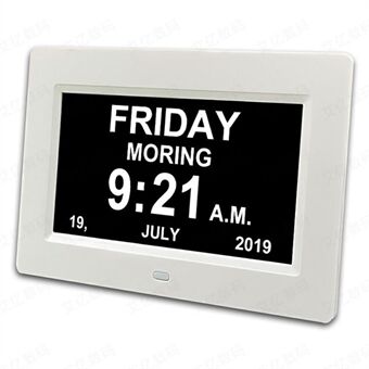 Alarm Clock Digital Calendar Day Clock 7-inch Large Display Programmable Medication Reminder, EU Plug