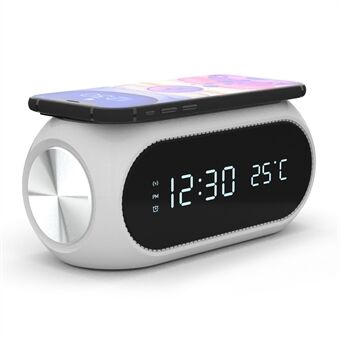 W288 ABS Temperature Date Display Digital Alarm Clock 15W Wireless Charger