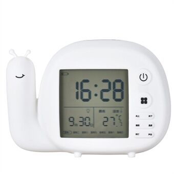 LJA-004 Voice Control Little-Snail-Shaped Nighlight Alram Clock Silicone Digital Beside Alarm Clock for Children Gift