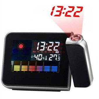 Rotating Time Projection Weather Forecast Electronic Alarm Clock LCD Display