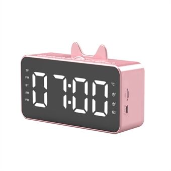 Q9 Bluetooth Clock Digital Speaker Mirror Alarm Clock LED Screen FM Radio Support 32GB TF Card Music Playing