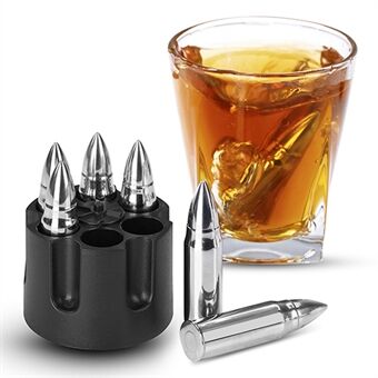 Stainless Steel Bullet Shape Ice Cube Chillers Quick-frozen Whiskey Wine Beer Ice Stones Cooler Kitchen Bar Gadgets (FDA Certified)