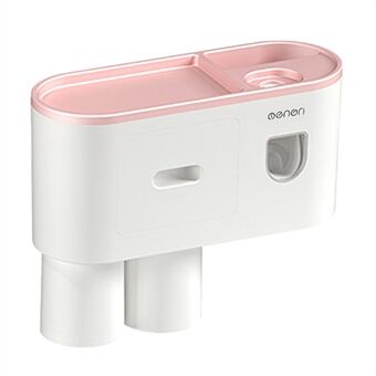 MENGNI Bathrooms Toothbrush Holder Wall Mounted 2 Cups Toothbrush Holder with Detachable Toothpaste Dispenser, 4 Brush Slot