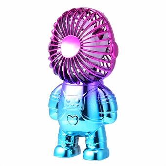 Electroplating Astronaut ABS Mini Handheld Desktop Fan Summer Fan Cooler with Gradient Light