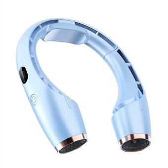 Portable Neck-Mount Cooling Fan Digital Display Bladeless Fan Wearable Personal Air Cooler