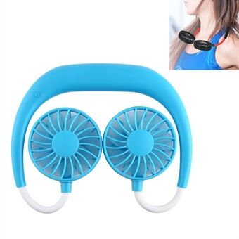 Wearable Neckband Mini Dual-Fans 3 Wind Speeds Adjustable USB Rechargeable