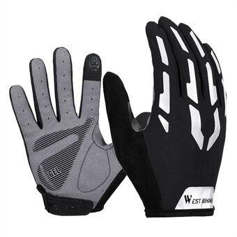 WEST BIKING Bicycle Gloves Touch Screen Reflective Anti-shock Cycling Mittens, Full Finger