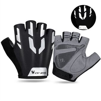 WEST BIKING Bicycle Gloves Touch Screen Reflective Anti-shock Cycling Mittens, Half Finger